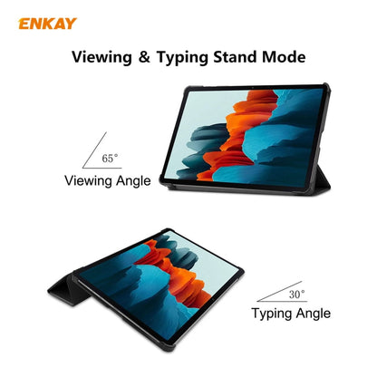 ENKAY ENK-8010 PU Leather + Plastic Smart Case with Three-folding Holder for Samsung Galaxy Tab S7 11.0 T870 / T875, For Galaxy Tab S8 / Galaxy Tab S7 11.0