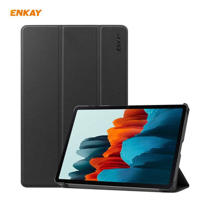 ENKAY ENK-8010 PU Leather + Plastic Smart Case with Three-folding Holder for Samsung Galaxy Tab S7 11.0 T870 / T875, For Galaxy Tab S8 / Galaxy Tab S7 11.0