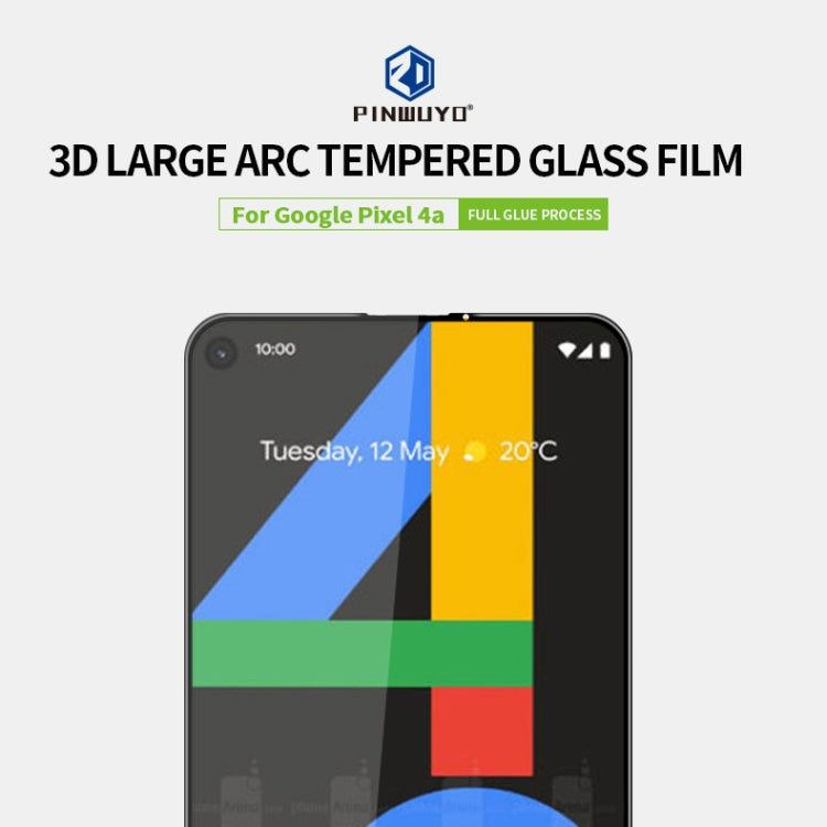 PINWUYO 9H 3D Curved Full Screen Explosion-proof Tempered Glass Film, For Google Pixel 4a