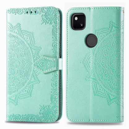 For Google Pixel 4a Mandala Flower Embossed Horizontal Flip Leather Case with Bracket / Card Slot / Wallet / Lanyard