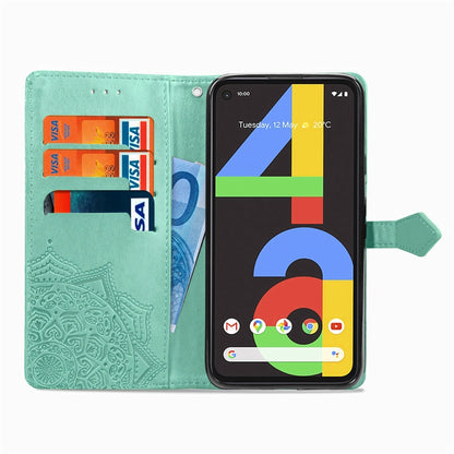 For Google Pixel 4a Mandala Flower Embossed Horizontal Flip Leather Case with Bracket / Card Slot / Wallet / Lanyard