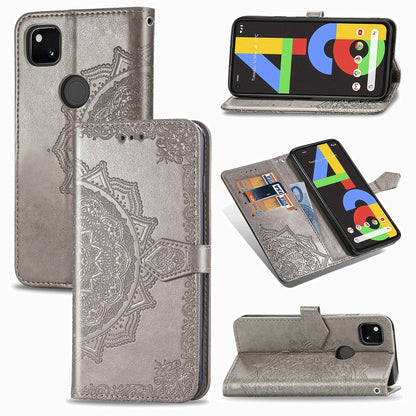 For Google Pixel 4a Mandala Flower Embossed Horizontal Flip Leather Case with Bracket / Card Slot / Wallet / Lanyard