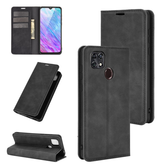 For ZTE Blade 10 Smart / Blade 20 Retro-skin Business Magnetic Suction Leather Case with Holder & Card Slots & Wallet