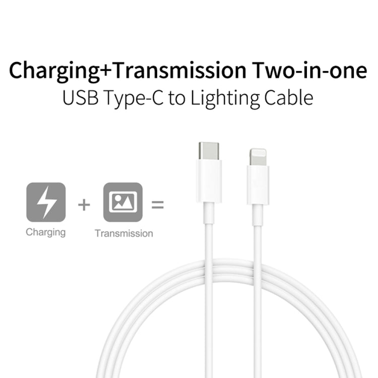 2 in 1 PD 20W Single USB-C / Type-C Port Travel Charger + 3A PD3.0 USB-C / Type-C to 8 Pin Fast Charge Data Cable Set, Cable Length: 2m, EU Plug, 20W 2m