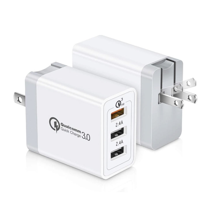 SDC-30W 30W QC 3.0 USB + 2.4A Dual USB 2.0 Ports Mobile Phone Tablet PC Universal Quick Charger Travel Charger, US Plug, US Plug