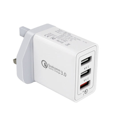 SDC-30W 30W QC 3.0 USB + 2.4A Dual USB 2.0 Ports Mobile Phone Tablet PC Universal Quick Charger Travel Charger, UK Plug, UK Plug