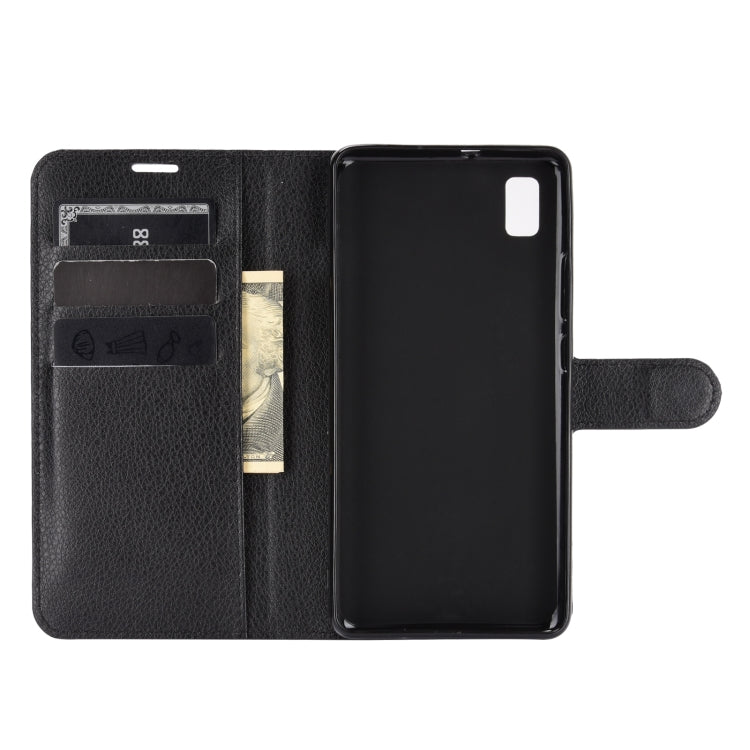 For ZTE Blade L210 Litchi Texture Horizontal Flip Protective Case with Holder & Card Slots & Wallet