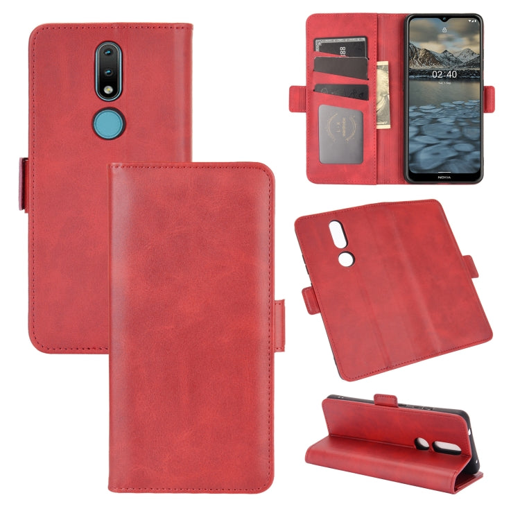 For Nokia 2.4 Dual-side Magnetic Buckle Horizontal Flip Leather Case with Holder & Card Slots & Wallet