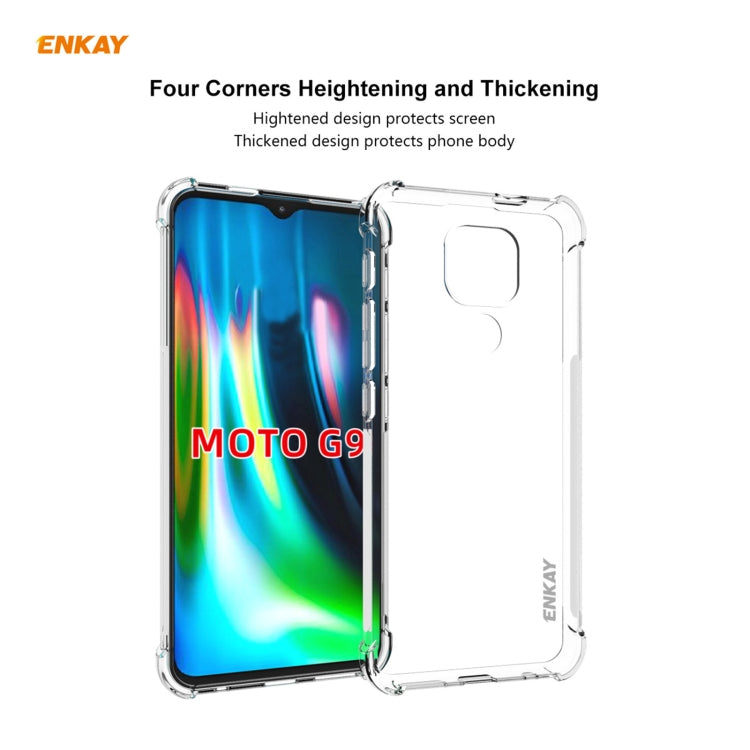 Hat-Prince ENKAY Clear TPU Shockproof Case Soft Anti-slip Cover + 0.26mm 9H 2.5D Full Glue Full Coverage Tempered Glass Protector Film, For Motorola Moto G9 / G9 Play, For Xiaomi Redmi 9A, For Xiaomi Redmi 9C, For Xiaomi 10T 5G / 10T Pro 5G            ...