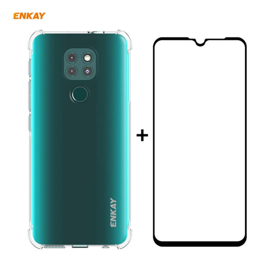 Hat-Prince ENKAY Clear TPU Shockproof Case Soft Anti-slip Cover + 0.26mm 9H 2.5D Full Glue Full Coverage Tempered Glass Protector Film, For Motorola Moto G9 / G9 Play, For Xiaomi Redmi 9A, For Xiaomi Redmi 9C, For Xiaomi 10T 5G / 10T Pro 5G            ...