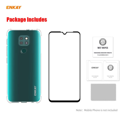 Hat-Prince ENKAY Clear TPU Shockproof Case Soft Anti-slip Cover + 0.26mm 9H 2.5D Full Glue Full Coverage Tempered Glass Protector Film, For Motorola Moto G9 / G9 Play, For Xiaomi Redmi 9A, For Xiaomi Redmi 9C, For Xiaomi 10T 5G / 10T Pro 5G            ...