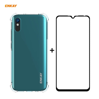 Hat-Prince ENKAY Clear TPU Shockproof Case Soft Anti-slip Cover + 0.26mm 9H 2.5D Full Glue Full Coverage Tempered Glass Protector Film