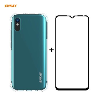 Hat-Prince ENKAY Clear TPU Shockproof Case Soft Anti-slip Cover + 0.26mm 9H 2.5D Full Glue Full Coverage Tempered Glass Protector Film, For Motorola Moto G9 / G9 Play, For Xiaomi Redmi 9A, For Xiaomi Redmi 9C, For Xiaomi 10T 5G / 10T Pro 5G            ...