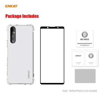 Hat-Prince ENKAY Clear TPU Shockproof Case Soft Anti-slip Cover + 0.26mm 9H 2.5D Full Glue Full Coverage Tempered Glass Protector Film