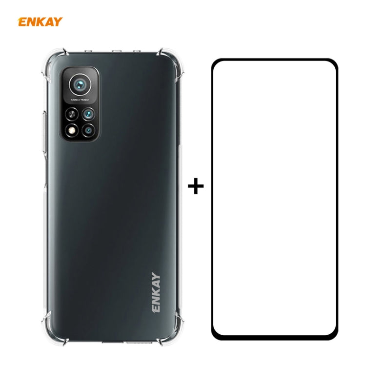 Hat-Prince ENKAY Clear TPU Shockproof Case Soft Anti-slip Cover + 0.26mm 9H 2.5D Full Glue Full Coverage Tempered Glass Protector Film