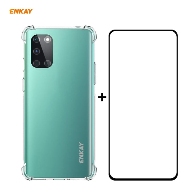 Hat-Prince ENKAY Clear TPU Shockproof Case Soft Anti-slip Cover + 0.26mm 9H 2.5D Full Glue Full Coverage Tempered Glass Protector Film