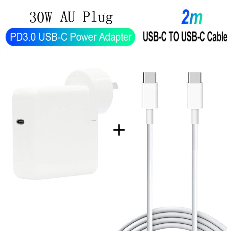2 in 1 PD 30W USB-C / Type-C + 3A PD 3.0 USB-C / Type-C to USB-C / Type-C Fast Charge Data Cable Set, Cable Length: 2m, AU Plug