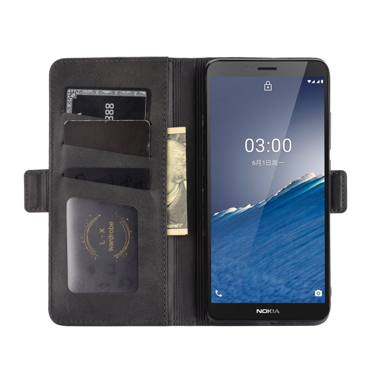 For Nokia C3 Dual-side Magnetic Buckle Horizontal Flip Leather Case with Holder & Card Slots & Wallet