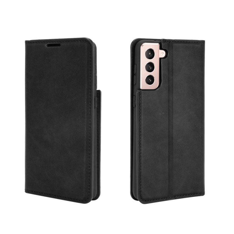 For Samsung Galaxy S21 Retro-skin Business Magnetic Suction Leather Case with Holder & Card Slots & Wallet