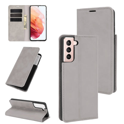 For Samsung Galaxy S21 Retro-skin Business Magnetic Suction Leather Case with Holder & Card Slots & Wallet, For Samsung Galaxy S21 5G