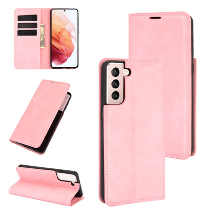 For Samsung Galaxy S21 Retro-skin Business Magnetic Suction Leather Case with Holder & Card Slots & Wallet