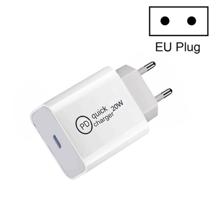 SDC-20W PD 20W Single USB-C / Type-C Interface Travel Charger, EU Plug, US Plug, UK Plug