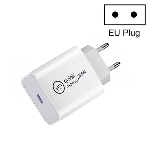 SDC-20W PD 20W Single USB-C / Type-C Interface Travel Charger, EU Plug, US Plug, UK Plug
