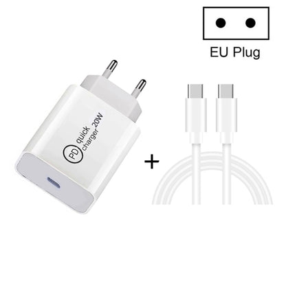 SDC-20W 2 in 1 PD 20W USB-C / Type-C Travel Charger + 3A PD 3.0   USB-C / Type-C to USB-C / Type-C Fast Charge Data Cable Set, Cable Length: 1m,, US Plug, EU Plug, UK Plug