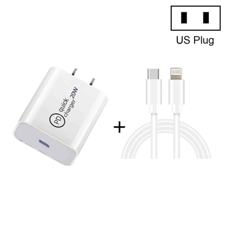 SDC-20W 2 in 1 PD 20W USB-C / Type-C Travel Charger + 3A PD3.0 USB-C / Type-C to 8 Pin Fast Charge Data Cable Set, Cable Length: 1m,, US Plug, EU Plug, UK Plug