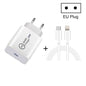 SDC-20W 2 in 1 PD 20W USB-C / Type-C Travel Charger + 3A PD3.0 USB-C / Type-C to 8 Pin Fast Charge Data Cable Set, Cable Length: 1m,, US Plug, EU Plug, UK Plug