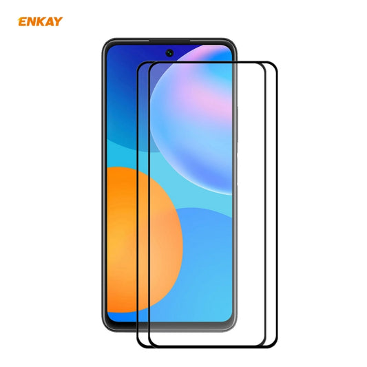 2 PCS ENKAY Hat-Prince Full Glue 0.26mm 9H 2.5D Tempered Glass Full Coverage Film, For Huawei P Smart 2021, For Nokia 3.4, For Motorola Moto G 5G(2 PCS)
