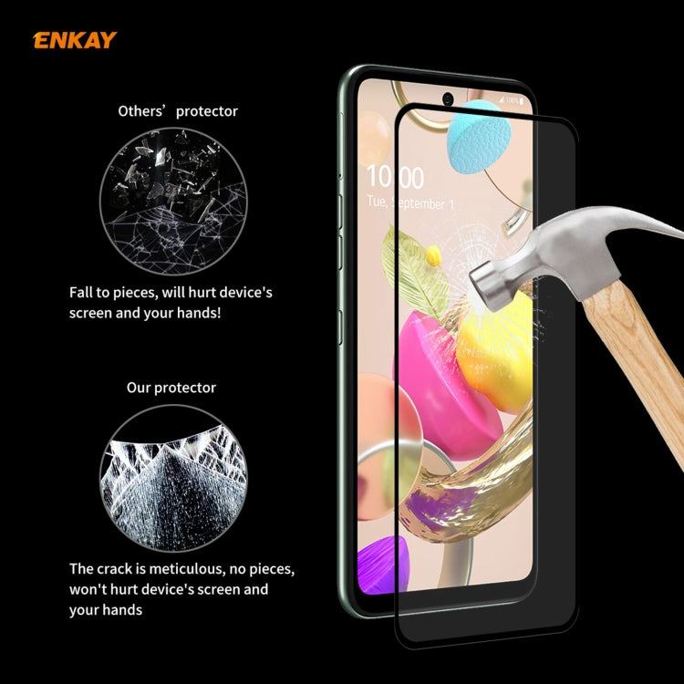 5 PCS ENKAY Hat-Prince Full Glue 0.26mm 9H 2.5D Tempered Glass Full Coverage Film, For LG K42 / K52 / K62, For Huawei P Smart 2021, For Nokia 3.4