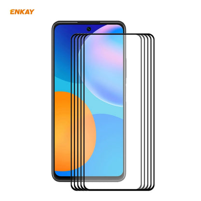 5 PCS ENKAY Hat-Prince Full Glue 0.26mm 9H 2.5D Tempered Glass Full Coverage Film, For LG K42 / K52 / K62, For Huawei P Smart 2021, For Nokia 3.4