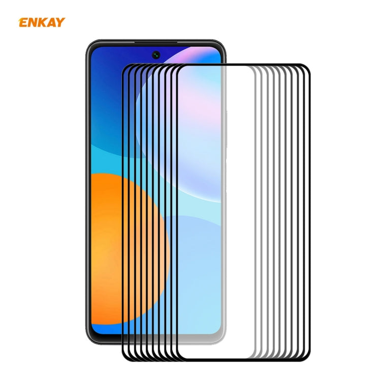 10 PCS ENKAY Hat-Prince Full Glue 0.26mm 9H 2.5D Tempered Glass Full Coverage Film