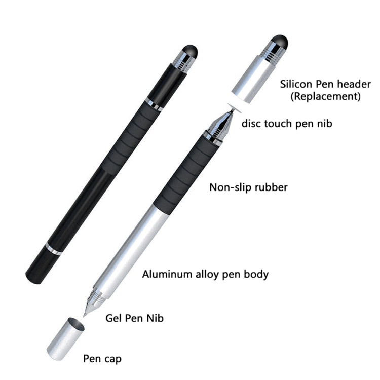 AT-12 3 in 1 Touch Screen Capacitive Pen with Common Writing Pen & Mobile Phone Writing Pen Function is Suitable for Apple / Huawei / Samsung