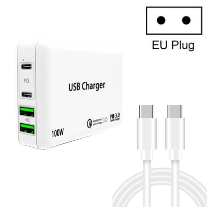 PD100W-A9 PD100W Dual Dort USB-C / Type-C + Dual USB Charger with 5A USB-C / Type-C to USB-C / Type-C Fast Charging Cable for Apple MacBook Series