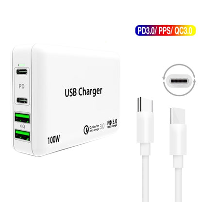 PD100W-A9 PD100W Dual Dort USB-C / Type-C + Dual USB Charger with 5A USB-C / Type-C to USB-C / Type-C Fast Charging Cable for Apple MacBook Series