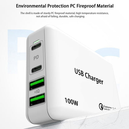 PD100W-A9 PD100W Dual Dort USB-C / Type-C + Dual USB Charger with 5A USB-C / Type-C to USB-C / Type-C Fast Charging Cable for Apple MacBook Series