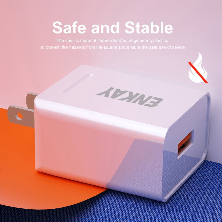 ENKAY Hat-Prince U015 18W 3A QC3.0 Fast Charging Power Adapter US Plug Portable Travel Charger, With 3A 1m 8 Pin Cable, With 3A 1m Type-C Cable, With 3A 1m Micro USB Cable