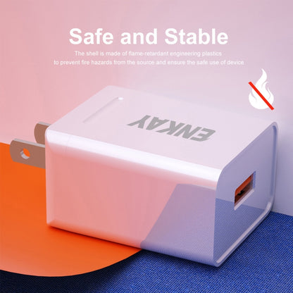 ENKAY Hat-Prince U015 18W 3A QC3.0 Fast Charging Power Adapter US Plug Portable Travel Charger, With 3A 1m 8 Pin Cable, With 3A 1m Type-C Cable, With 3A 1m Micro USB Cable