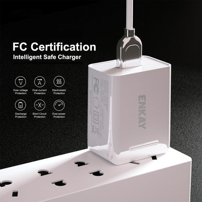 ENKAY Hat-Prince U015 18W 3A QC3.0 Fast Charging Power Adapter US Plug Portable Travel Charger, With 3A 1m 8 Pin Cable, With 3A 1m Type-C Cable, With 3A 1m Micro USB Cable