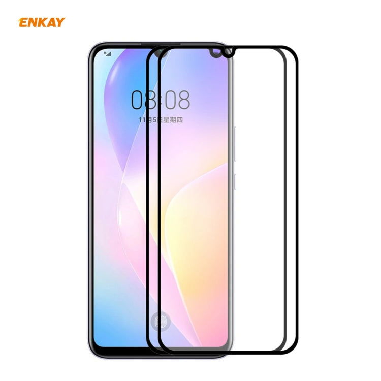 2 PCS ENKAY Hat-Prince Full Glue 0.26mm 9H 2.5D Tempered Glass Full Coverage Film