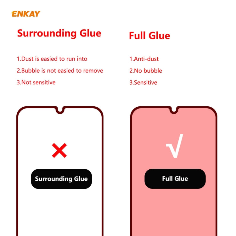 2 PCS ENKAY Hat-Prince Full Glue 0.26mm 9H 2.5D Tempered Glass Full Coverage Film