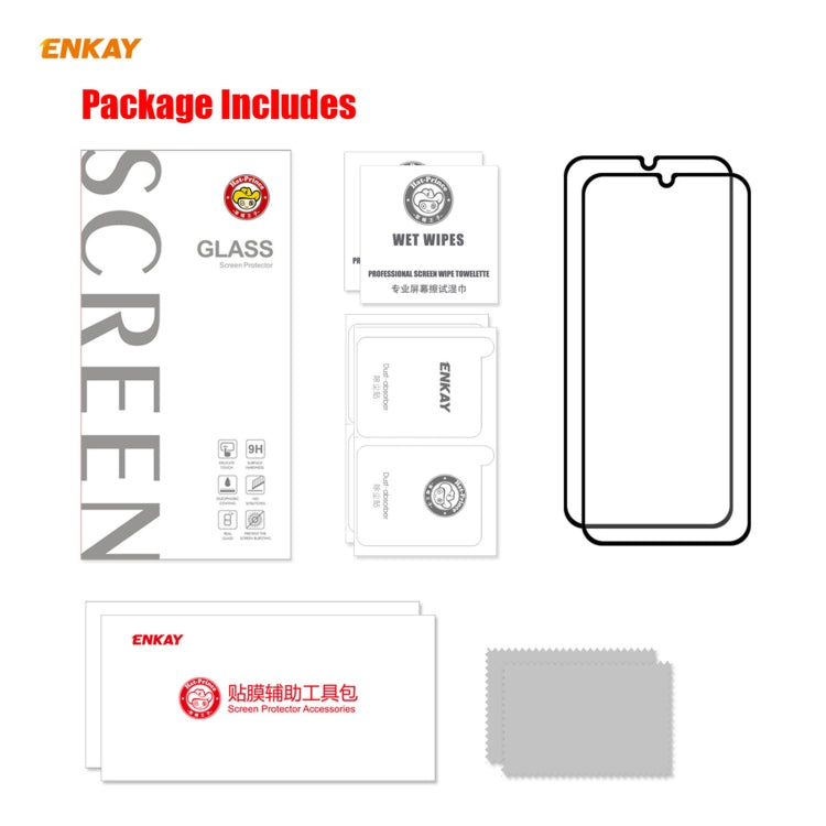 2 PCS ENKAY Hat-Prince Full Glue 0.26mm 9H 2.5D Tempered Glass Full Coverage Film, For Huawei Nova 8 SE, For Samsung Galaxy A12(2 PCS), For OnePlus Nord N10 5G, For OnePlus Nord N100