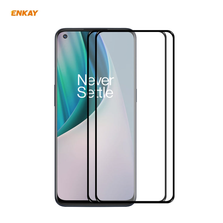 2 PCS ENKAY Hat-Prince Full Glue 0.26mm 9H 2.5D Tempered Glass Full Coverage Film, For Huawei Nova 8 SE, For Samsung Galaxy A12(2 PCS), For OnePlus Nord N10 5G, For OnePlus Nord N100