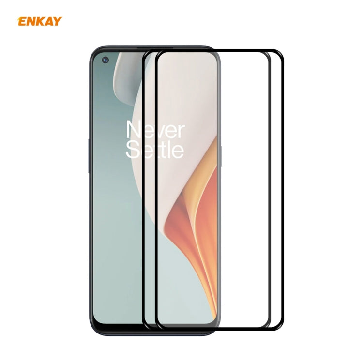 2 PCS ENKAY Hat-Prince Full Glue 0.26mm 9H 2.5D Tempered Glass Full Coverage Film