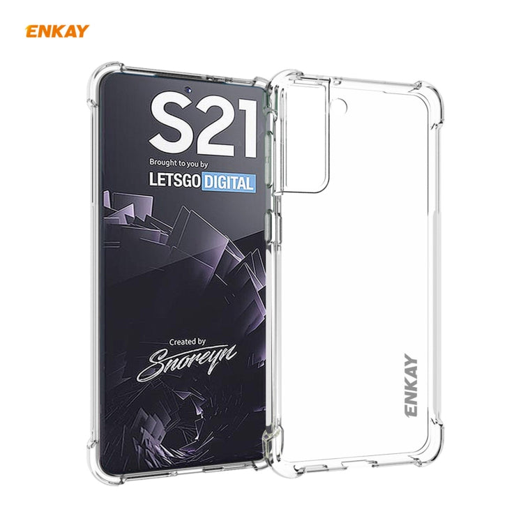 Hat-Prince ENKAY Clear TPU Shockproof Case Soft Anti-slip Cover + 0.26mm 9H 2.5D Full Glue Full Coverage Tempered Glass Protector Film Support Fingerprint Unlock