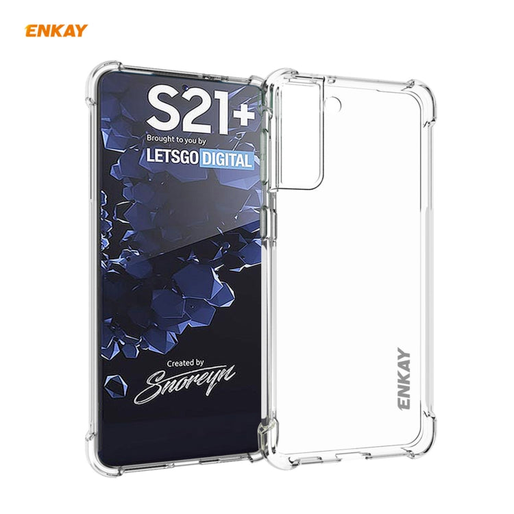 Hat-Prince ENKAY Clear TPU Shockproof Case Soft Anti-slip Cover + 0.26mm 9H 2.5D Full Glue Full Coverage Tempered Glass Protector Film Support Fingerprint Unlock, For Samsung Galaxy S21+ 5G, For Samsung Galaxy S21 5G