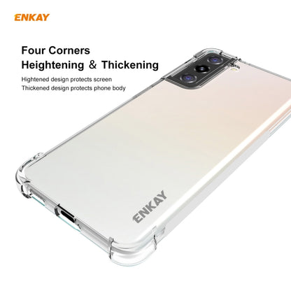 Hat-Prince ENKAY Clear TPU Shockproof Case Soft Anti-slip Cover + 0.26mm 9H 2.5D Full Glue Full Coverage Tempered Glass Protector Film Support Fingerprint Unlock, For Samsung Galaxy S21+ 5G, For Samsung Galaxy S21 5G