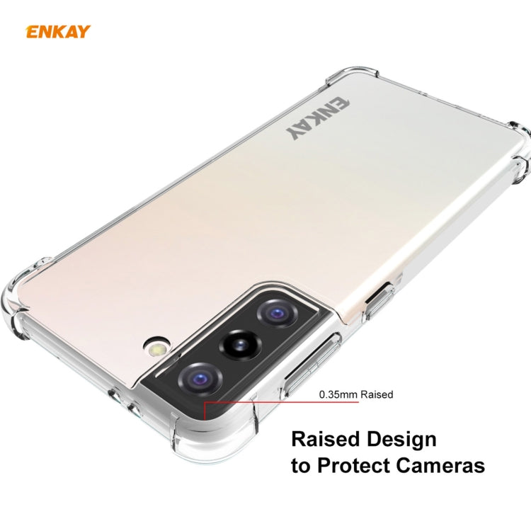Hat-Prince ENKAY Clear TPU Shockproof Case Soft Anti-slip Cover + 0.26mm 9H 2.5D Full Glue Full Coverage Tempered Glass Protector Film Support Fingerprint Unlock, For Samsung Galaxy S21+ 5G, For Samsung Galaxy S21 5G
